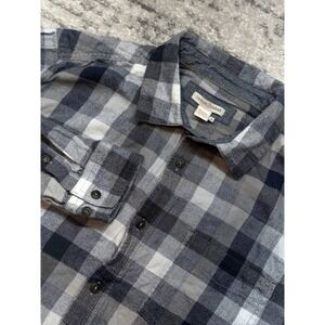 Carbon 2 Cobalt Shirt Mens M Blue Plaid Flannel Button Up Cotton Front Pocket